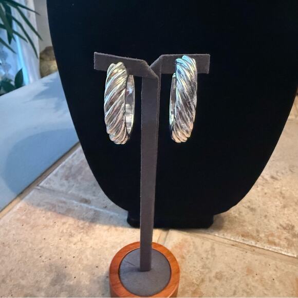 Simon Sebbag 925 Sterling Silver Hoop Earrings - Picture 5 of 15